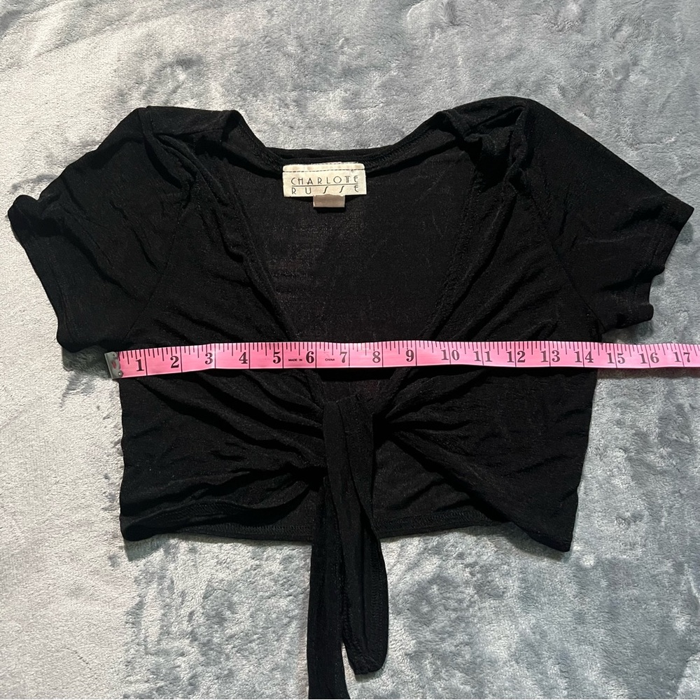 Charlotte Russe Black Tie-Front Top - Picture 5 of 6